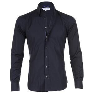 Teddy Stratford NYC Midnight Blue Wrinkle Resistant Broadcloth Zip Shirt Formal